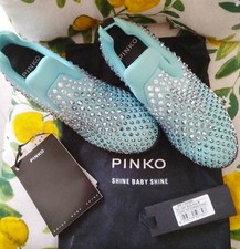 Scarpe Pinko sneakers slip on strass n 36 celeste neoprene nuovo senza scatola