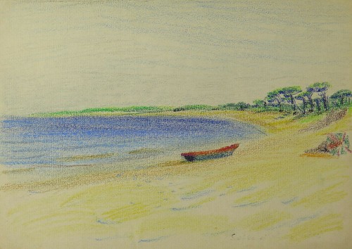 Disegno antico paesaggio mare - disegno,