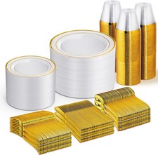 Set stoviglie monouso - oro, e