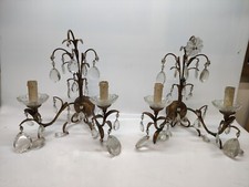 Coppia Applique in metallo dorato e cristalli stile della Maison Baguès anni 40