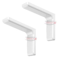 COPPIA REGGIMENSOLA REGGI MENSOLA STAFFA A L RICOPERTA PLASTICA BIANCA 24 CM