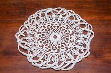 Centrino vintage fatto a mano all'uncinetto bianco 100% cotone ⌀27cm circa