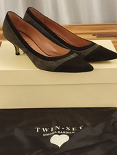 Scarpa TWIN-SET Simona Barbieri Decollete nero fori tg 38 elegante tacco