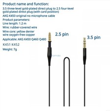 Audio Cable for AKG K450 Q460