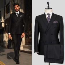 Abito uomo nero a righe giacca