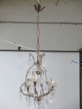 Lampadario Maria Teresa vetro Murano 4 luci gocce e pendenti cristallo 1930/40
