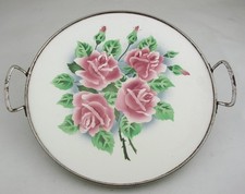 VINTAGE Piatto vassoio per torta in porcellana TEDESCA PMF 4539B DISEGNO ROSE