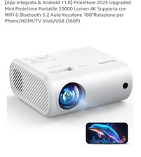 Proiettore 2025 Upgraded Mini Portatile 4K Wifi 6 Bluetooth 5.2 Auto Keystone 