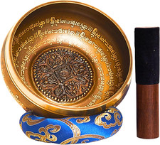 Campana Tibetana XL Grande dal Nepal | Meditazione/Yoga, Incisione Nepālī, Lokta