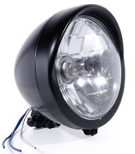 Faro proiettore 53/4" vetro trasparente nero black custom per Harley Chopper Classic ECE