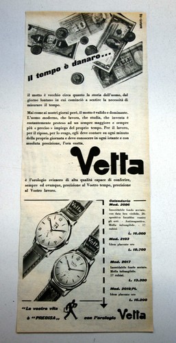 Pubblicita 1958 orologi vetta - orologi,