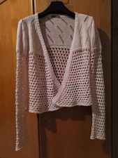 Maglia aperta rosa lavorazione ad uncinetto