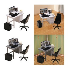 Set Mobili Miniatura Scena Ufficio per Bambole con Computer Portatile Tavolo E