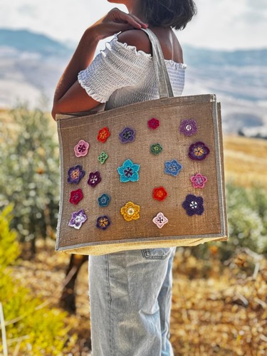 Borsa juta con decorazioni - borsa,