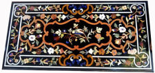 Tavolo Centro In Marmo Nero Fatti A Mano Marqueterie Pietra Dura 48" X 24"
