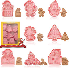 Formine per Biscotti Natalizi 3D - Set 8 Pezzi Stampi per Decorare Dolci E Torta