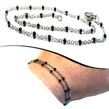 Bracciale da uomo in acciaio inox catena rosario argento nero braccialetto donna