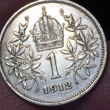 1 KORONA 1912 MONETA coin Austria Ungheria Corona Franz Joseph argento