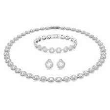 Set Collana Tennis Design Angelico Ispirato Set 3pz Collana Sposa Bracciale 