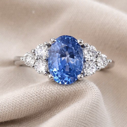 Anello oro bianco 18k zaffiro - bianco,
