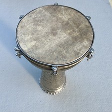 Darbuka Doumbek ottone nichelato inciso a mano testa 10" 15" 60 vintage arabo
