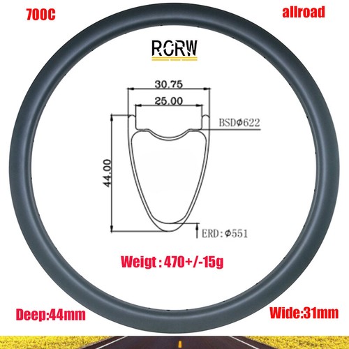 Cerchio carbonio 700c - 700c, 44x31mm