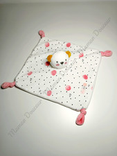 Doudou plat carré ours - carré, blanc