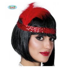 Fascia con piuma - , rossa