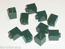 10 x LEGO DkGreen bricks 1x1