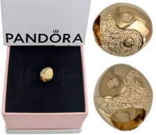 NUOVO 100% Autentico PANDORA 14k Oro P Texturizzato Ying & Yang Mini Charm 764045C00