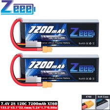 2x Zeeee 7.4V 7200mAh 2S XT60 Lipo batteria batteria 120C per RC auto camion aereo