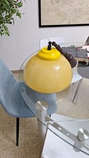 LAMPADARIO SOSPENSIONE IN VETRO SATINATO TEMPERATO Anni 70 Vintage