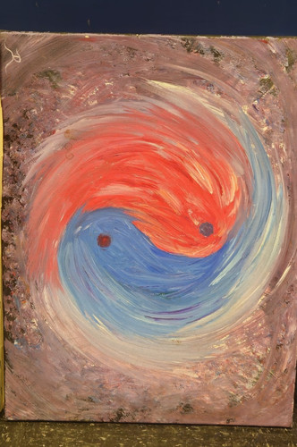 Dipinto olio astratto yin yang - dipinto,