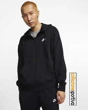 FELPA CON CAPPUCCIO E ZIP NIKE SPORTSWEAR CLUB  BV2645-010 - col. nero