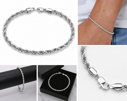 925 sterling silver - silver, rope