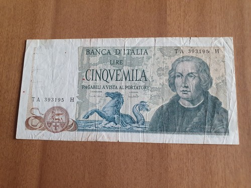 Banconota 5000 lire colombo - banconota,