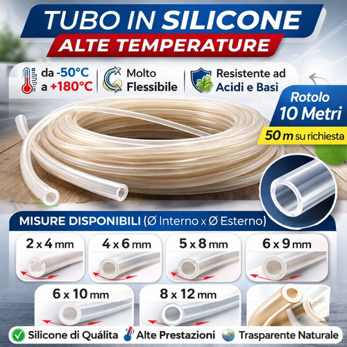 Tubo silicone trasparente - in,