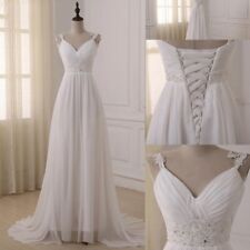 Abiti da sposa in chiffon spaghetti spalline scollo a V spazzata treno abiti da sposa personalizzati