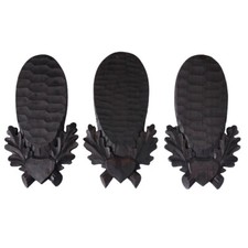 3 Pezzi Intagliato Piastre Trofeo Cervi Capriolo Corna IN Nero Molto Scuro