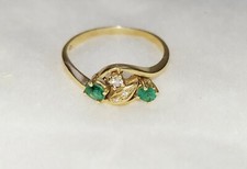 Anello ring vintage Oro Giallo 750 18Kt con smeraldi naturali taglio brillante 