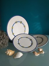 "PAGNOSSIN" 3 piatti vintage, tema "Mare", porcellana bianca, d.21 e d.27,5 cm.