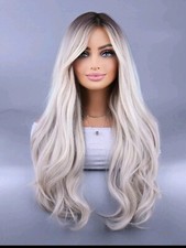 Parrucca Grigio Chiaro Con Onde,Parrucca Biondo Ghiaccio,Parrucca Biondo Platino