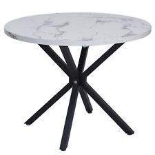 Tavolo Rotondo Moderno per 4 Persone Ø100x75cm Legno Naturale e Bianco