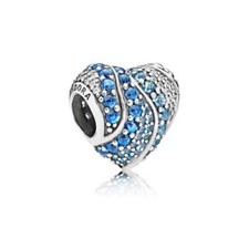Ciondolo Pandora Charm Cuore D'acqua 797015NABMX zirconi Argento Azzurro