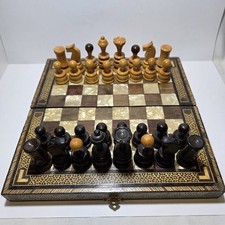 Vecchia scacchiera intarsi in
