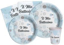 Kit Party Tavola Battesimo per 24 persone (112 pezzi: 24 piatti Ø23cm, 24 ctd4