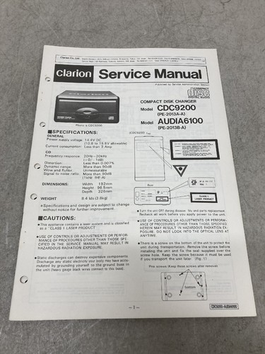 Clarion service manual - service, guide