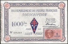 Francia - Banconota Di 1000 Franchi Rassemblement Del Popolo Francese 1947 SPL !