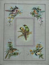 Uccelli Dipinto Su Seta Panno