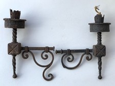Coppia di antiche applique da muro in ferro battuto, Italia/Francia, metà '900